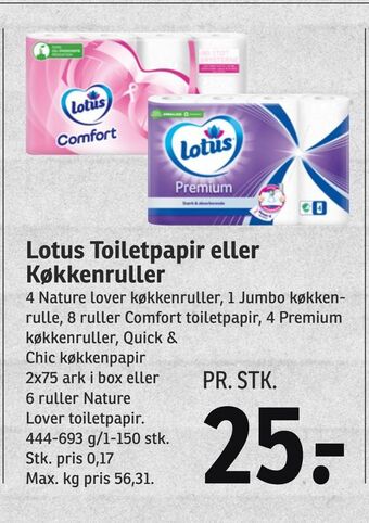 SPAR Lotus toiletpapir eller køkkenruller tilbud