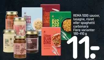 REMA 1000 Rema 1000 saucer, lasagne, risret eller spaghetti carbonara tilbud