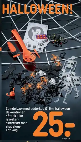REMA 1000 Spindelvæv med edderkop ø1,5m, halloween dekorationer tilbud