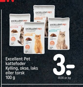 REMA 1000 Excellent pet kattefoder kylling, okse, laks eller torsk tilbud