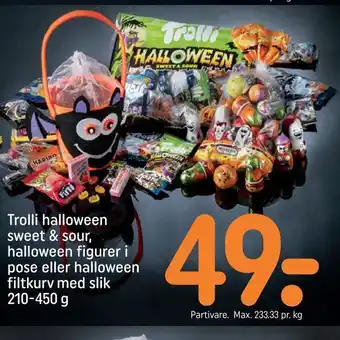 REMA 1000 Trolli halloween sweet & sour, halloween figurer i pose eller halloween filtkurv med slik tilbud