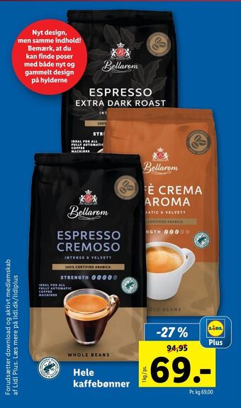 Lidl Hele kaffebønner tilbud
