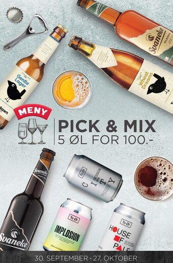 MENY Pick & mix - 5 øl for 100 tilbud