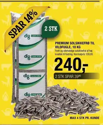 Land & Fritid Premium solsikkefrø til vildfugle 10 kg tilbud