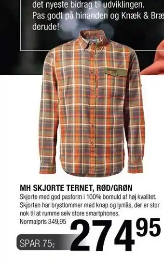 Land & Fritid Mh skjorte ternet, rød/grøn tilbud