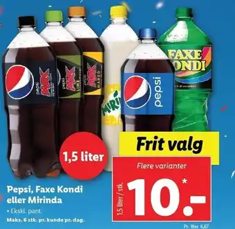 Lidl Pepsi, faxe kondi el. mirinda tilbud
