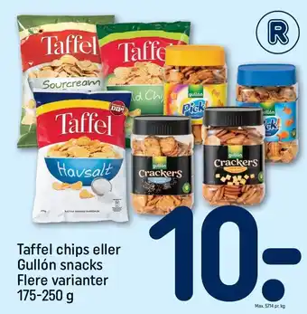 REMA 1000 Taffel chips eller gullòn snacks - flere varianter tilbud