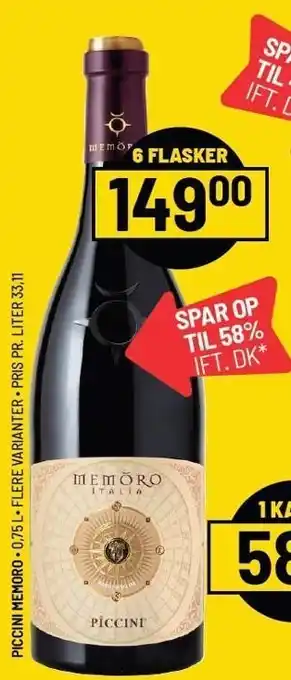 Priss Piccini memoro 6 flasker tilbud