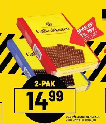 Priss G&j pålægschokolade 2-pak tilbud