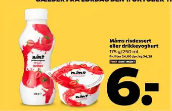 Netto Måms risdessert eller drikkeyoghurt tilbud