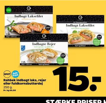Netto Rahbek indbagt laks , rejer eller fuldkornsbutterdej tilbud