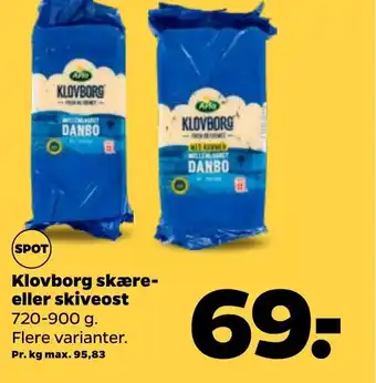 Netto Klovborg skære eller skiveost tilbud
