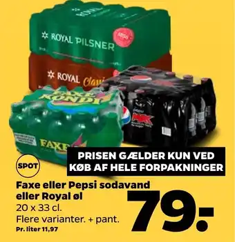 Netto Faxe eller Pepsi Sodavand eller Royal øl tilbud