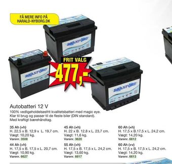 Harald Nyborg Autobatteri 12 v tilbud