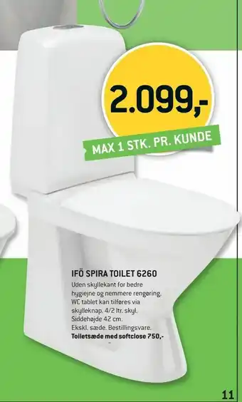 XL-BYG Ifö spira toilet 6260 tilbud