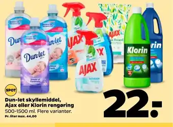 Netto Dun-let Skyllemiddel, Ajax eller Klorin rengøring tilbud