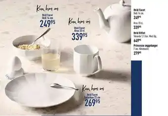 Imerco Hvid facet skål, krus, tallerken, tekande el. prinsesse æggebæger tilbud
