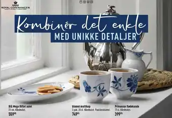 Imerco Blå mega riflet asiet, blomst multikop el. prinsesse flødekande tilbud