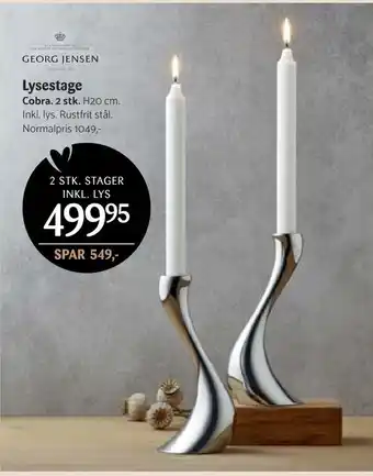 Kop & Kande Lysestage cobra 2 stk tilbud