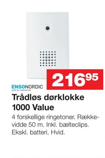 Bauhaus Trådløs dørklokke 1000 value tilbud