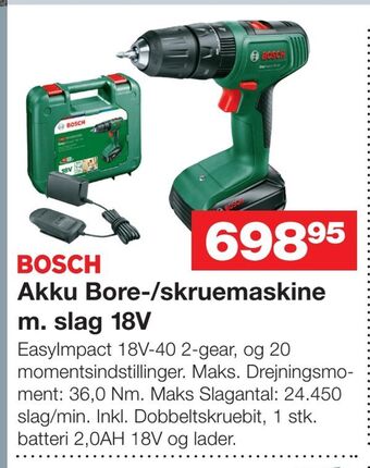 Bauhaus Akku bore-/skruemaskine m. slag 18v tilbud