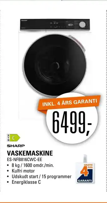 El-Salg Vaskemaskine es-nfb816cwc-ee tilbud