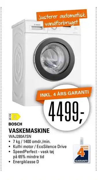 El-Salg Vaskemaskine waj280a7sn tilbud