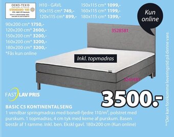 JYSK Basic C5 Kontinentalseng tilbud
