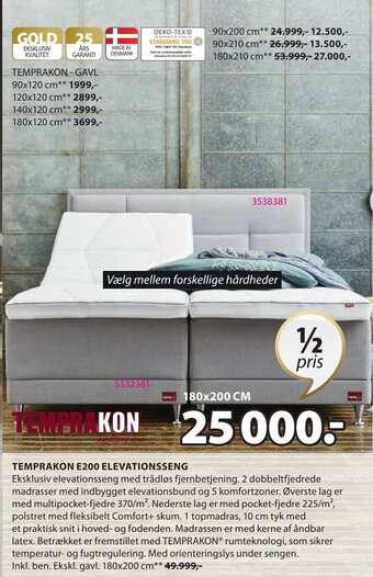 JYSK Temprakon E200 Elevationsseng tilbud