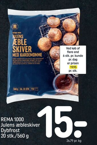 REMA 1000 Rema 1000 julens æbleskiver dybfrost 20 stk./560 g tilbud