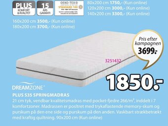 JYSK Plus S35 Springmadras tilbud