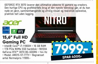 Bilka Acer 15.6" Full HD Gaming PC tilbud