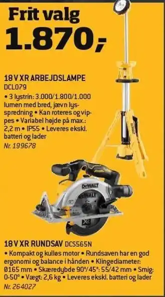 Bygma 18 v xr arbejdslampe el. rundsav tilbud