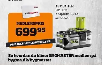 Bygma 18 v batteri tilbud
