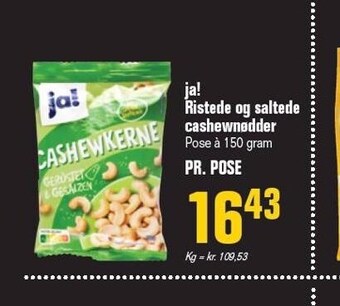 Otto Duborg Ja! ristede og saltede cashewnødder tilbud