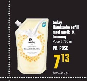 Otto Duborg Today håndsæbe refill med mælk & honning tilbud