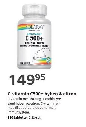 Helsam C-vitamin c500 + hyben & citron tilbud