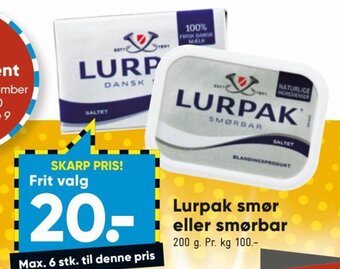 Bilka Lurpak Smør eller Smørbar tilbud