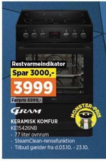 Power Gram Keramisk Komfur tilbud