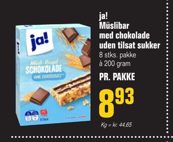 Otto Duborg Ja! müslibar med chokolade uden tilsat sukker tilbud