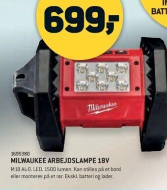 XL-BYG Milwaukee Arbejdslampe 18V tilbud