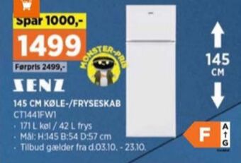 Power Senz køle/fryseskab tilbud