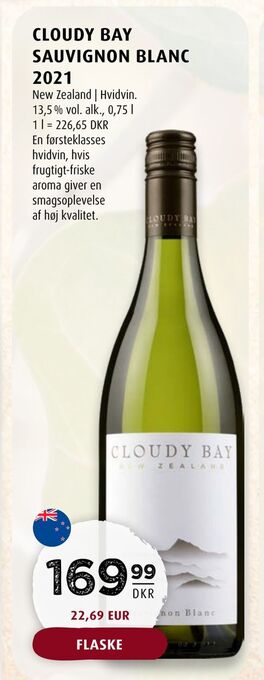 Scandinavian Park Cloudy bay sauvignon blanc 2021 tilbud