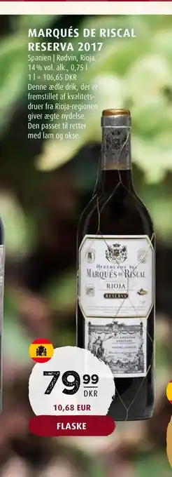 Scandinavian Park Marqués de riscal reserva 2017 tilbud