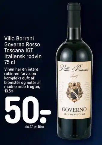 Villa borrani governo rosso toscana igt italiensk rødvin