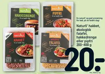 REMA 1000 Naturli' hakket, økologisk falafel, hakkedrenge el. pipfri tilbud
