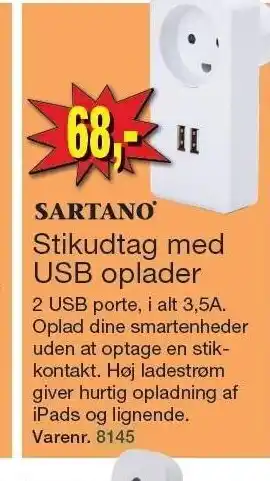 Harald Nyborg Stikudtag m. usb oplader tilbud