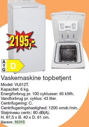 Harald Nyborg Vaskemaskine topbetjent tilbud