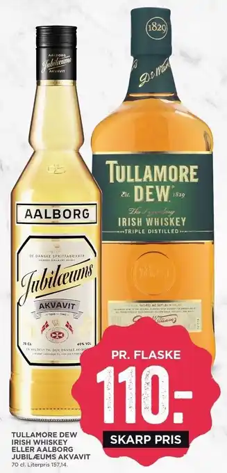 MENY Tullamore dew irish whiskey el. aalborg jubilæums akvavit tilbud