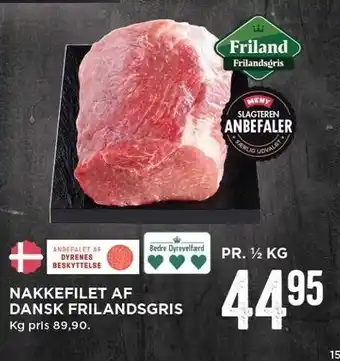 MENY Nakkefilet af dansk frilandsgris pr ½ kg tilbud